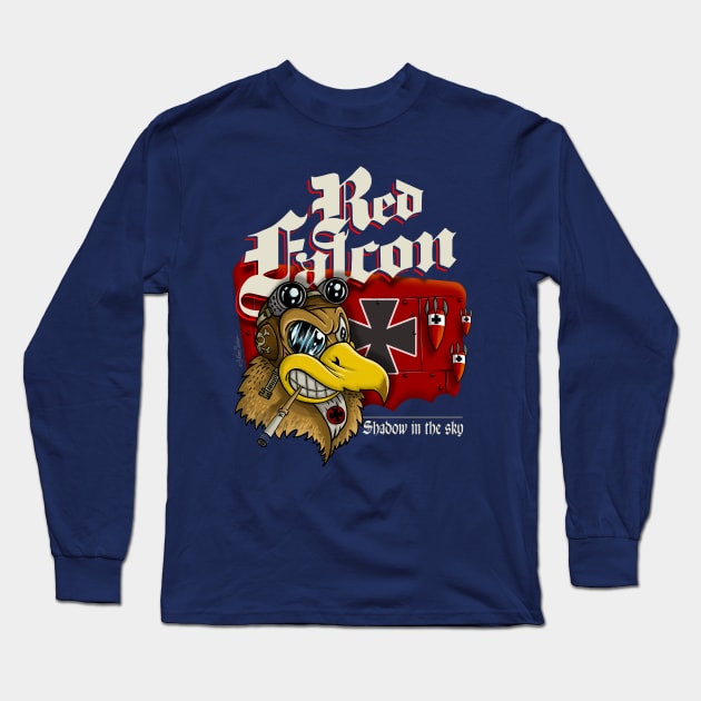 Red Falcon head Long Sleeve T-Shirt by nanobarbero